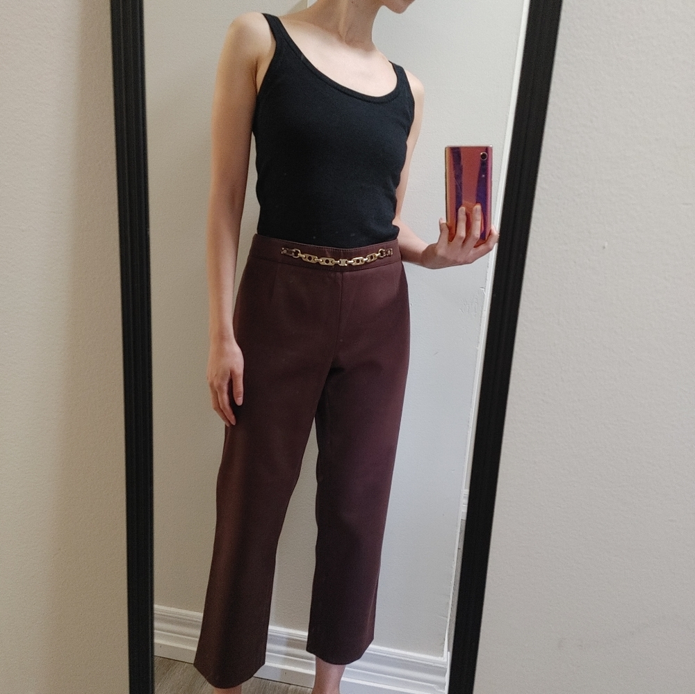 CELINE Chocolate Brown Cropped Dress Pants